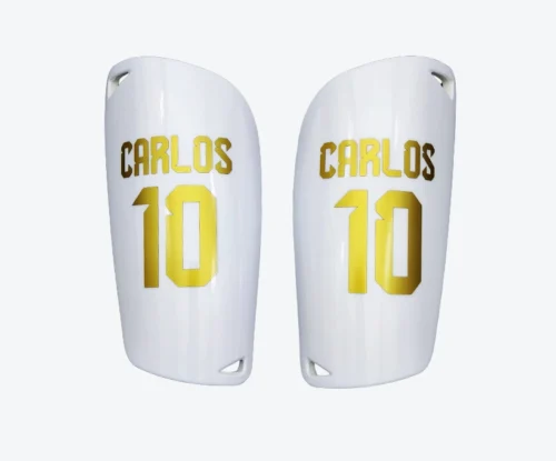 Espinilleras letras doradas Espinilleras Personalizadas sin foto | Vinilo negro o dorado