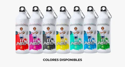 Botella de aluminio personalizada con foto | Pinceladas