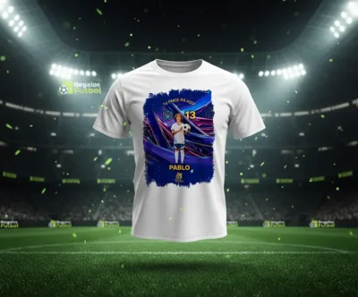 Camiseta blanca de futbol personalizada con foto | Blue Galaxy