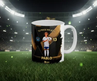Taza de futbol personalizada con foto | Black