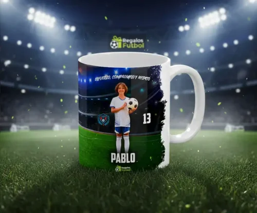 Taza de futbol personalizada con foto | Estadio Noche